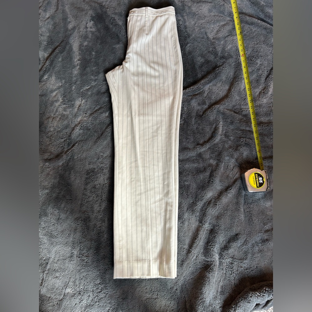 Pinstripe White and Blue Wide Leg Pants - Picture 7 of 10